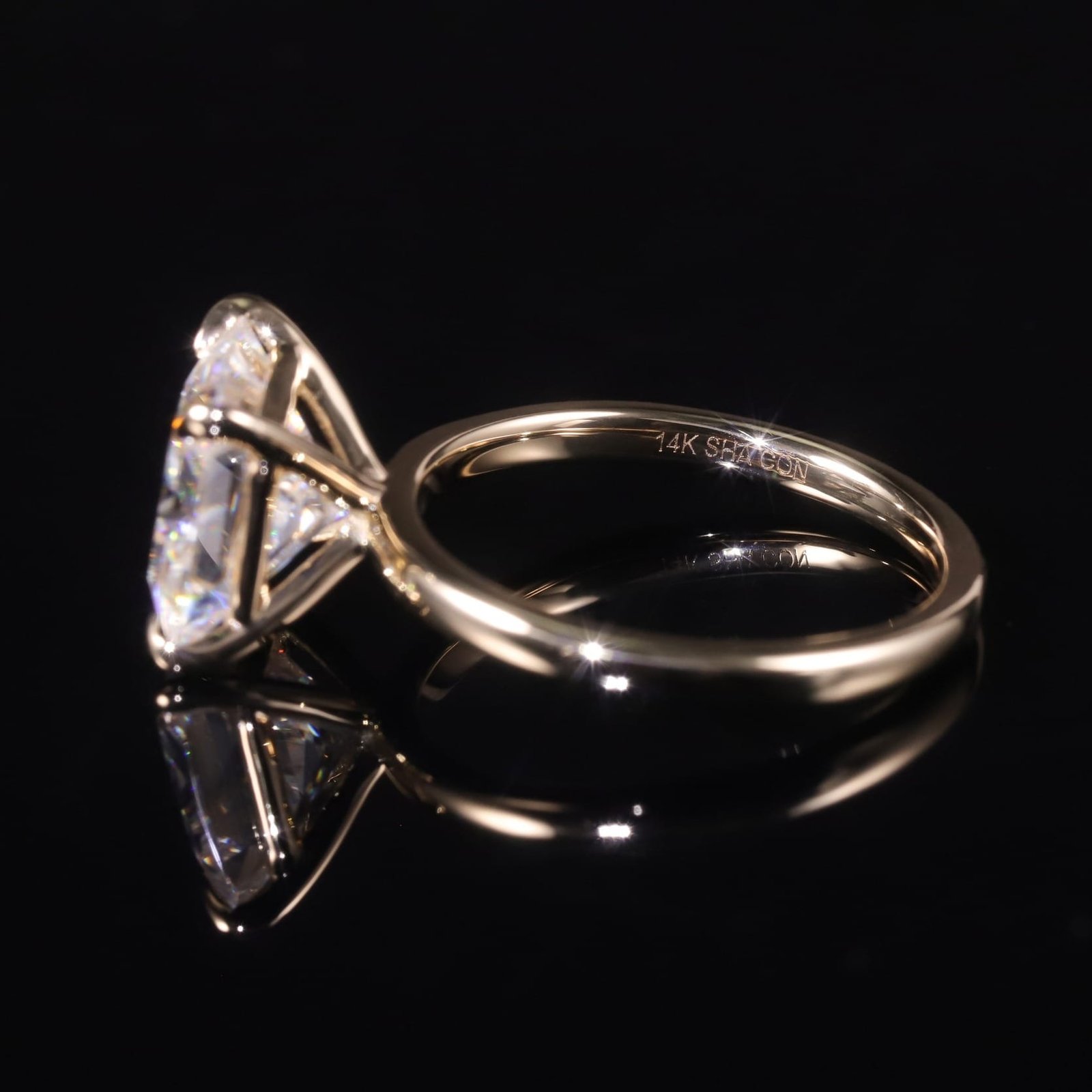 18K Gold Princess Cut 3 5 Carat Moissanite Engagement Ring JIEMIIYOU