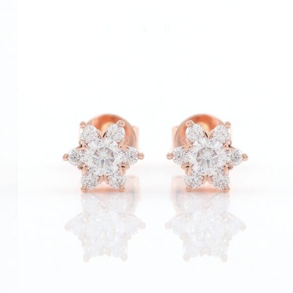 Hexagonal Star Moissanite Halo Earring