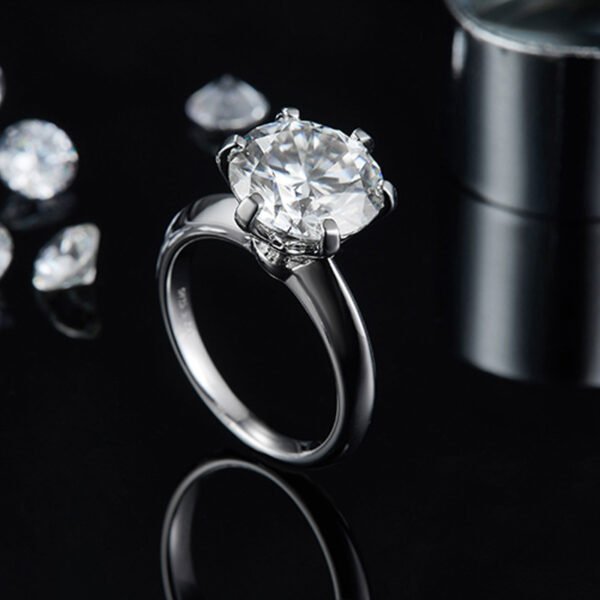 5 Carat Round Cut Moissanite Engagement Ring - Image 4