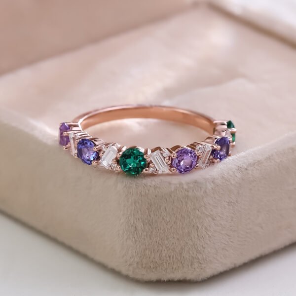 Luxury Colored Gemstone Eternal Wedding Ring - Image 8