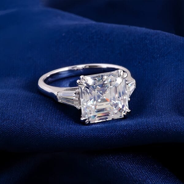 18K white gold princess-cut 4.5carat moissanite Diamond Ring - Image 4