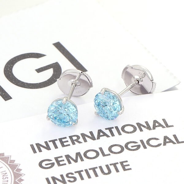 2.0 Carat Blue Diamond Stud Earring - Image 8