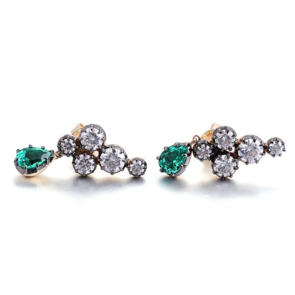 Pear-Shaped Zambian Emerald Gemstone Stud Earring - Image 3