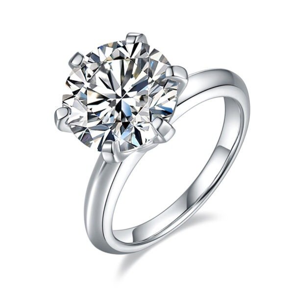 5 Carat Round Cut Moissanite Engagement Ring - Image 2