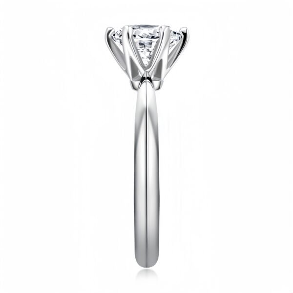 18K White Gold Plated 925 Sterling Silver Moissanite Engagement Ring - Image 4