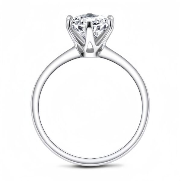 18K White Gold Plated 925 Sterling Silver Moissanite Engagement Ring - Image 5