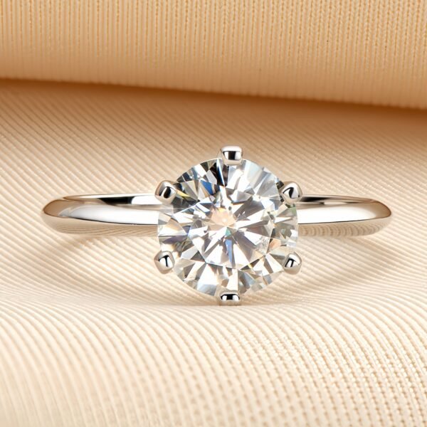 18K White Gold Plated 925 Sterling Silver Moissanite Engagement Ring - Image 8
