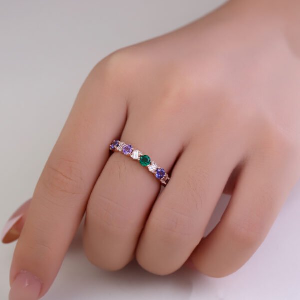 Luxury Colored Gemstone Eternal Wedding Ring - Image 2