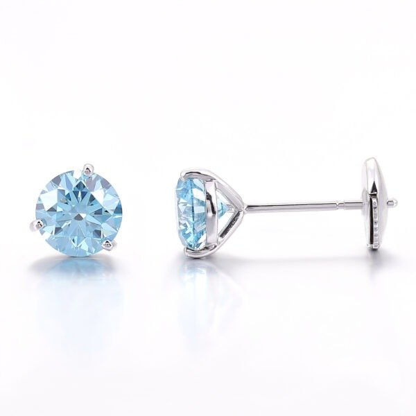 2.0 Carat Blue Diamond Stud Earring - Image 5