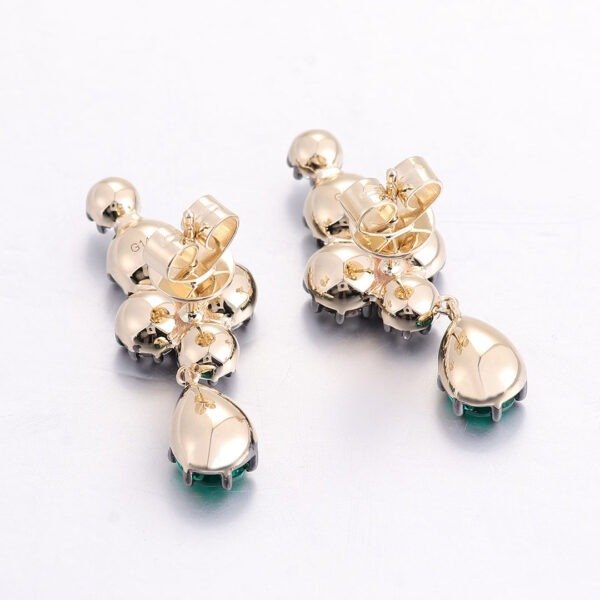 Pear-Shaped Zambian Emerald Gemstone Stud Earring - Image 4
