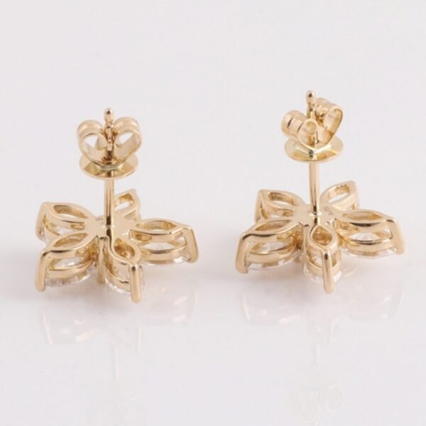 18K real gold marquise pink sapphire flower earring - Image 9