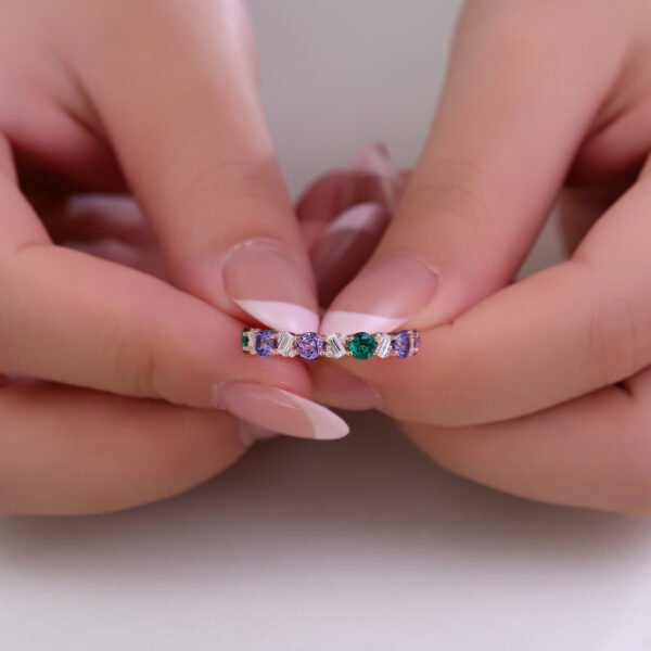 Luxury Colored Gemstone Eternal Wedding Ring - Image 3