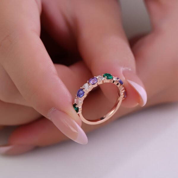 Luxury Colored Gemstone Eternal Wedding Ring - Image 5