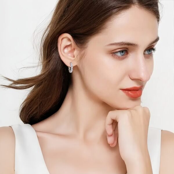 925 Sterling Silver Moissanite Clip Earring - Image 2