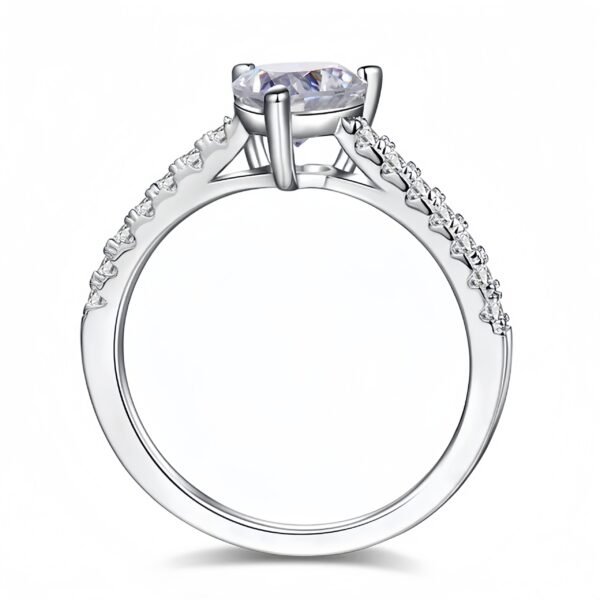 925 Sterling Silver 1.0ct Heart Shaped Moissanite Ring - Image 2