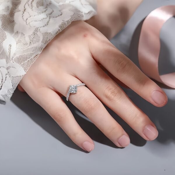 1.0c Moissanite V-shaped Design Engagement Ring - Image 2