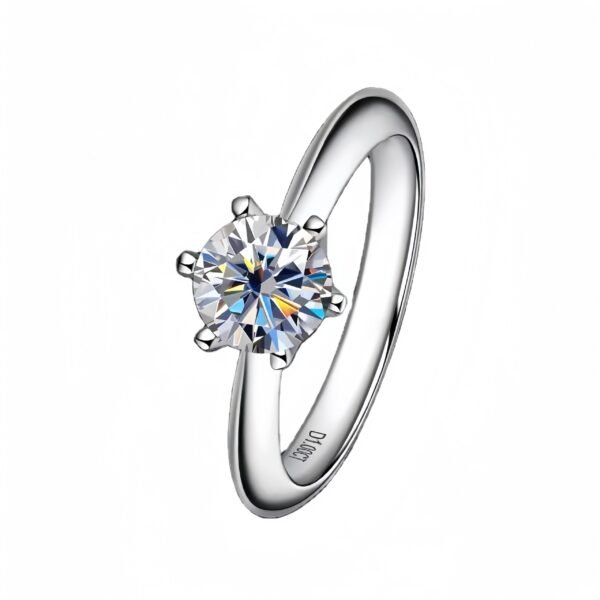 18K White Gold Plated 925 Sterling Silver Moissanite Engagement Ring - Image 3