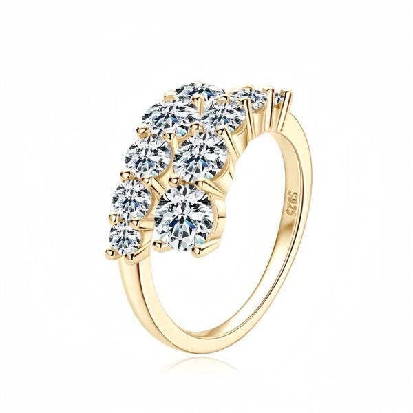 925 Sterling Silver Gold Plated Twisted Bypass Ring - Image 7