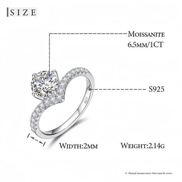 1.0c Moissanite V-shaped Design Engagement Ring - Image 6