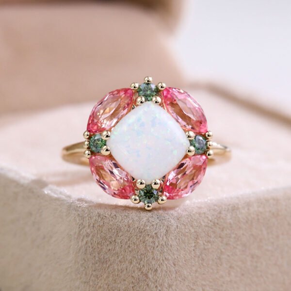 Luxury Color-blocked Gemstone Moissanite Ring - Image 5