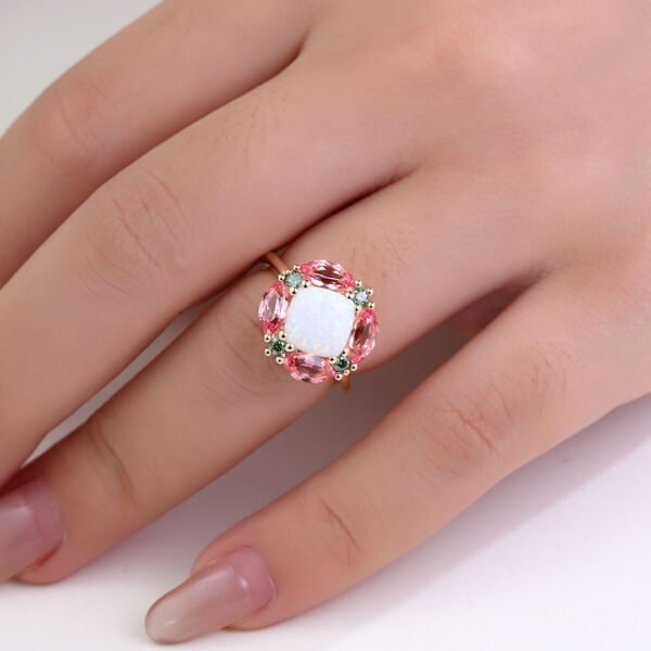Luxury Color-blocked Gemstone Moissanite Ring - Image 6