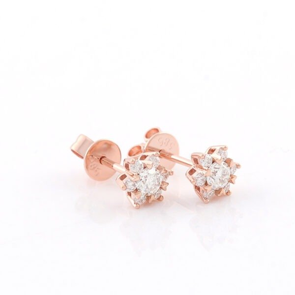 Hexagonal Star Moissanite Halo Earring - Image 4