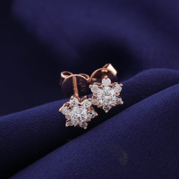 Hexagonal Star Moissanite Halo Earring - Image 7