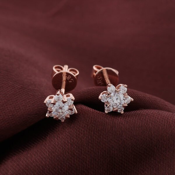 Hexagonal Star Moissanite Halo Earring - Image 2