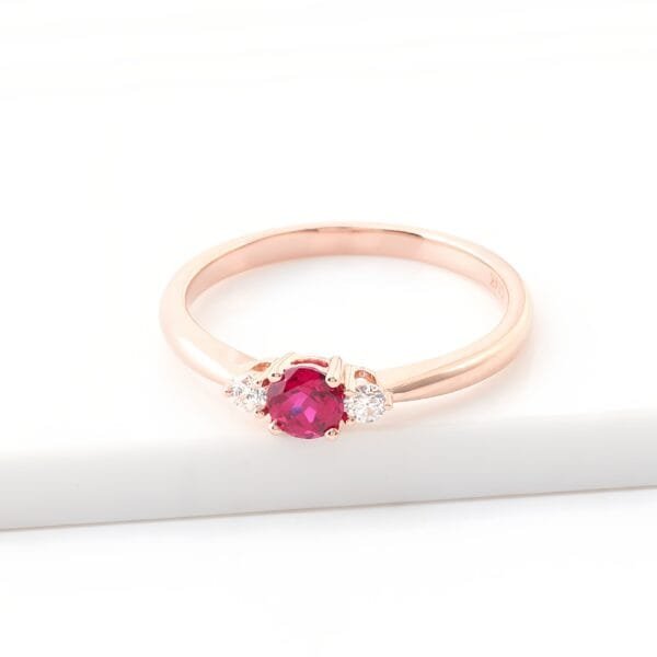 18K rose gold 0.3 carat ruby ​​Ring - Image 2