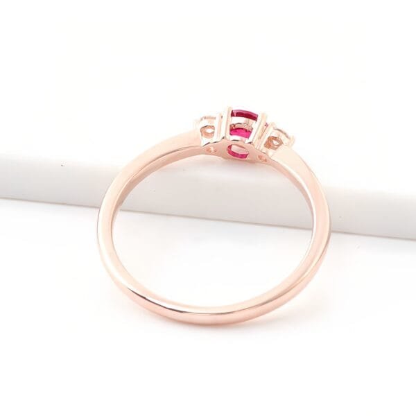 18K rose gold 0.3 carat ruby ​​Ring - Image 5