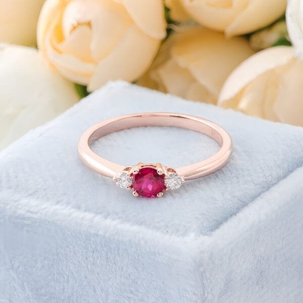 18K rose gold 0.3 carat ruby ​​Ring - Image 6