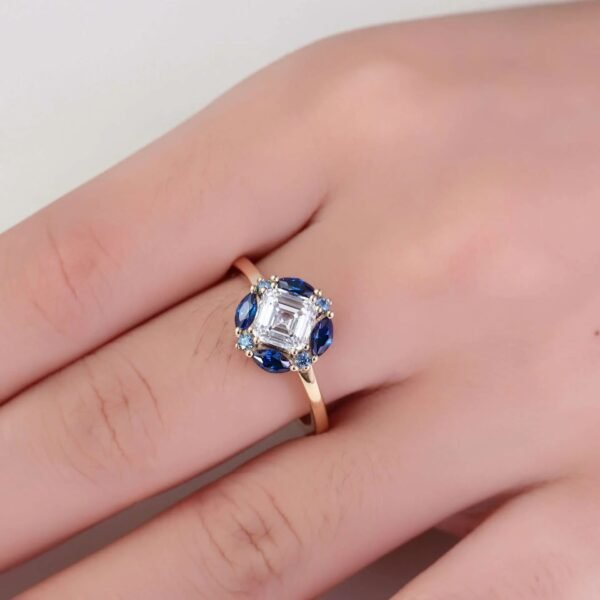 Luxury Color-blocked Gemstone Moissanite Ring - Image 7