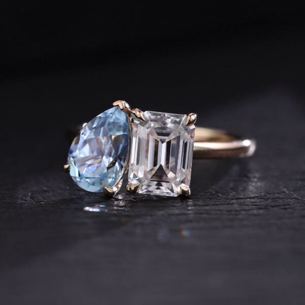Luxury Aquamarine Double Stone Ring - Image 2