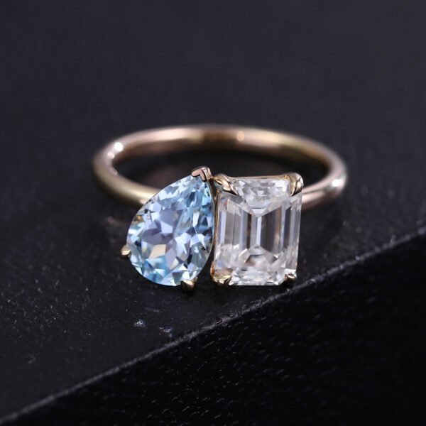 Luxury Aquamarine Double Stone Ring - Image 3