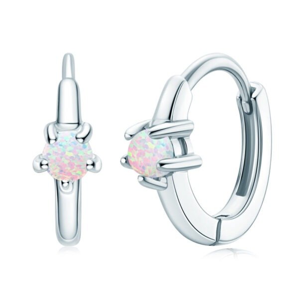 S925 Sterling Silver White Opal Earrings
