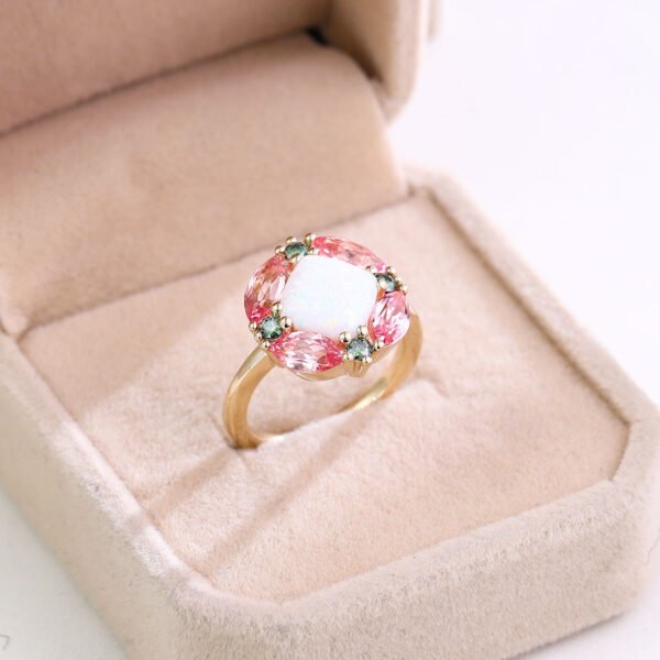 Luxury Color-blocked Gemstone Moissanite Ring - Image 8