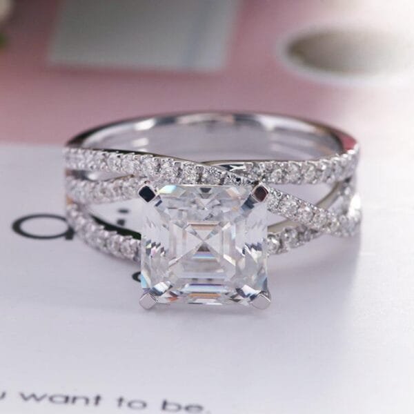 3.0 carat Asscher Moissanite Ring - Image 4