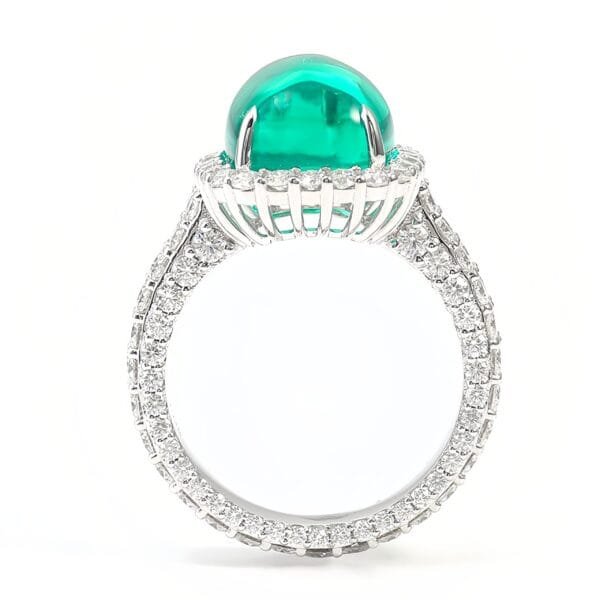 18K White Gold Emerald Diamond Ring - Image 2
