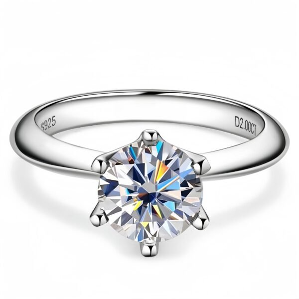 18K White Gold Plated 925 Sterling Silver Moissanite Engagement Ring