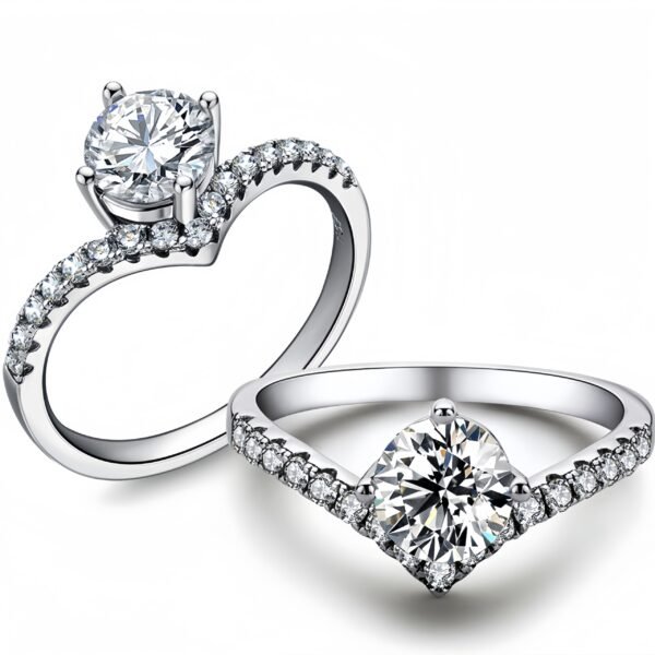 1.0c Moissanite V-shaped Design Engagement Ring - Image 3