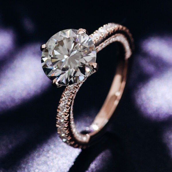 18K white gold 3.0 carat light grey moissanite diamond Ring - Image 2