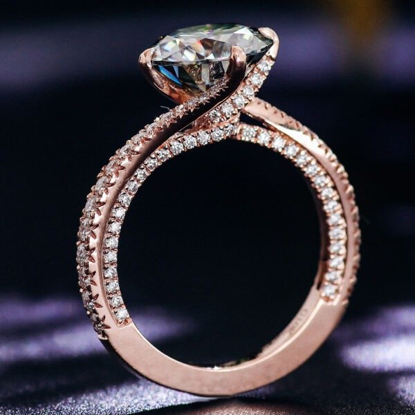 18K white gold 3.0 carat light grey moissanite diamond Ring - Image 10