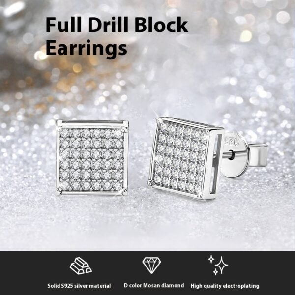 Luxury Square Moissanite Stud Earring - Image 5