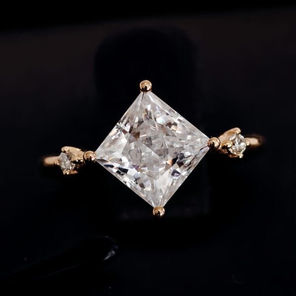 18K Pure Gold 2.0 Carat Moissanite Engagement Ring - Image 6