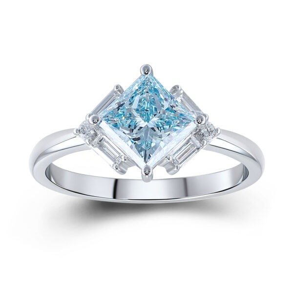 2.0 carat Princess cut aquamarine Engagement Ring - Image 6