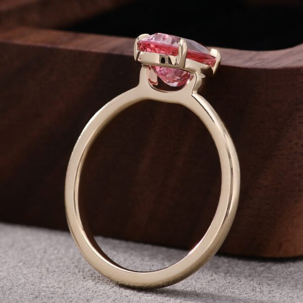 14K Gold Classic Oval 4.0 Carat Lab Gemstone Engagement Ring - Image 5