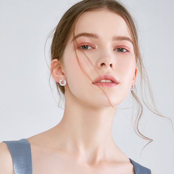 Internet celebrity full diamond moissanite rotating circle Earring - Image 7