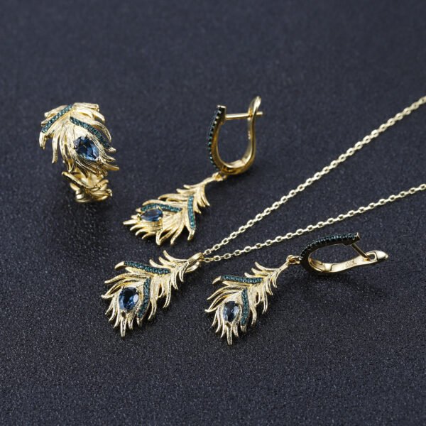 Luan Bird Gold Feather Series Natural Topaz Earring - Image 4