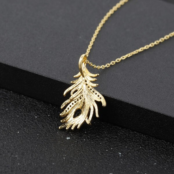 Luan Bird Gold Feather Series Natural Topaz Necklace Pendant - Image 6