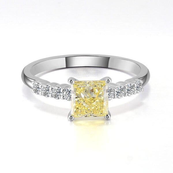 18K white gold 1.0g square yellow diamond ring - Image 5